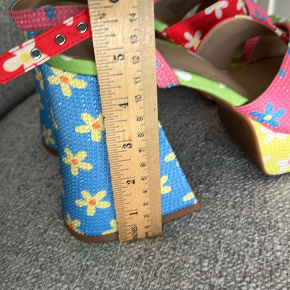 Gianni Bini Utli Mate floral rainbow rhinestone ankle strap platform sandals 8.5 - Picture 12 of 14